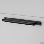 Czarny metalowy uchwyt meblowy Pull bar z podkładką na meblu
