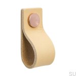 Uchwyt meblowy Loop 65 skórzany naturalny z miedzianym