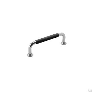 Länglicher Möbelgriff 1353 96 Nickelschwarzes Leder