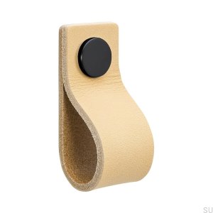 Uchwyt meblowy Loop 65 skórzany naturalny z czarnym