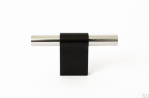 Gałka meblowa T-Bar Line Mix 60 Metalowa czarna z polerowaną stalą
