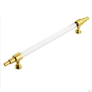 Uchwyt meblowy podłużny Art Deco 8 Mosiężny z pleksi