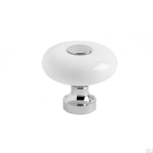 Gałka meblowa SP5 Porcelanowa biała chrom polerowany