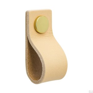 Uchwyt meblowy Loop 65 skórzany naturalny z mosiężnym