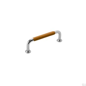 Länglicher Möbelgriff 1353 96 Nickelbraunes Leder