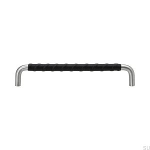 Furniture handle Long Ss-A 192 Steel stainless Black Leather