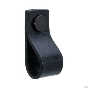 Uchwyt meblowy Loop 65 skórzany czarny z czarnym