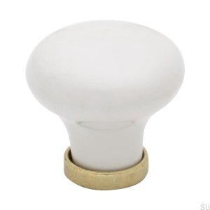 Gałka meblowa 24136 Porcelanowa biała mosiężna