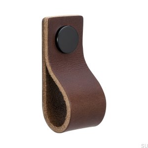 Uchwyt meblowy Loop 65 skórzany brązowy z czarnym