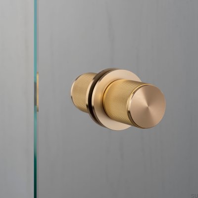 Double-sided door knob Linear Fixed Brass