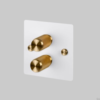 Switch - Premium 2G Dimmer White/Brass [El230P] English standard