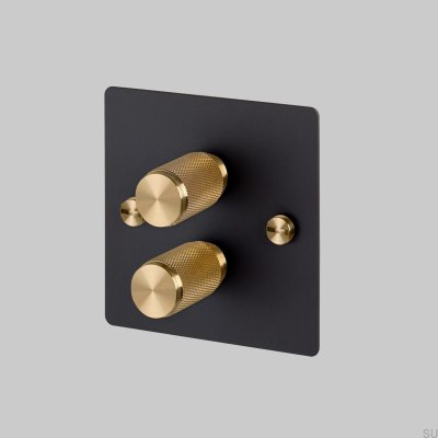 Switch - Premium 2G Dimmer Black/Brass [El220P] English standard