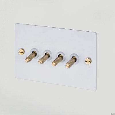 4G Quad Switch White/Brass [El030] English standard
