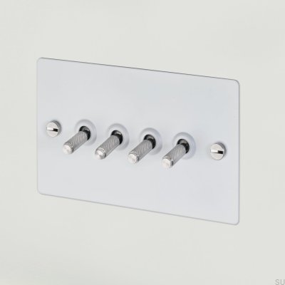 4G Quad Switch Weiß/Stahl [El031] Englischer Standard