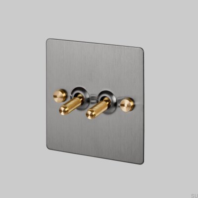 Double Switch 2G Steel/Brass [El410] English standard