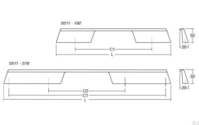 Uchwyt meblowy podłużny Rail 1120 Aluminiowy Złoty Szczotkowany Cava (lewy)