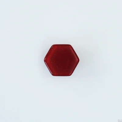 Hexagon glass furniture knob, Burgundy color
