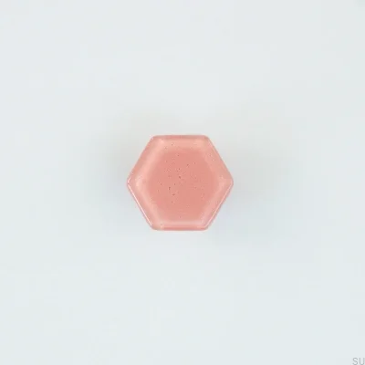 Gałka meblowa Hexagon Szklana Różowa