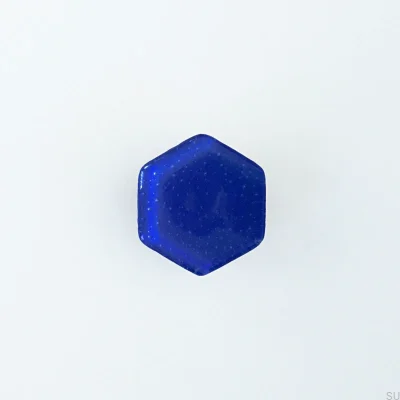 Hexagon furniture knob Glass Ultramarine