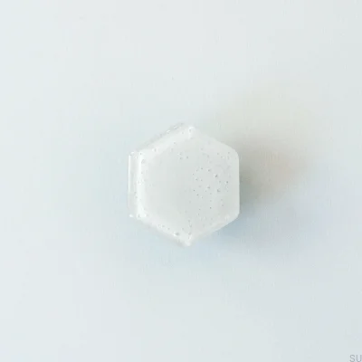 Hexagon Glass Furniture Knob White