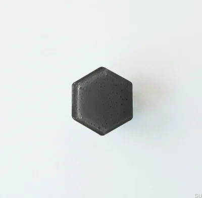 Hexagon furniture knob Glass Dark gray