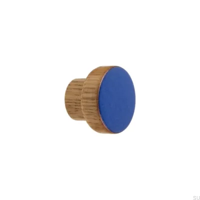 Gałka meblowa Simple Drewniana Emaliowana Chłodny Niebieski Olej Bezbarwny Półmat