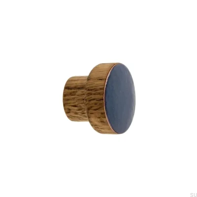 Gałka meblowa Simple Drewniana Emaliowana Szaro-niebieska Olej Przyciemniający