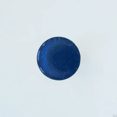 Furniture knob, round, glass, navy blue