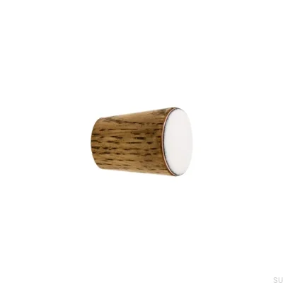 Gałka meblowa Simple Cone Drewniana Emaliowana Biała Olej Przyciemniający