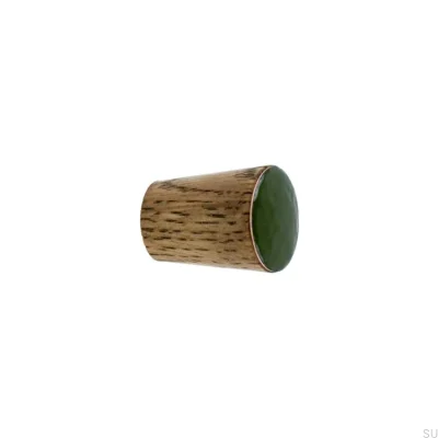 Gałka meblowa Simple Cone Drewniana Emaliowana Ciemna Zielona Olej Przyciemniający