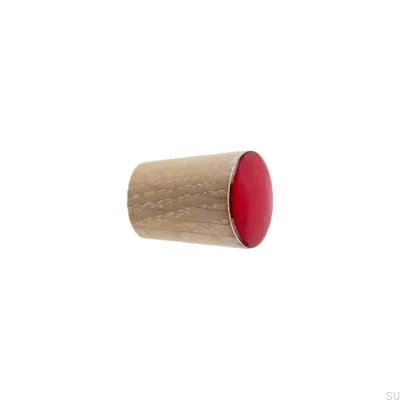 Gałka meblowa Simple Cone Drewniana Emaliowana Czerwona Olej Biały