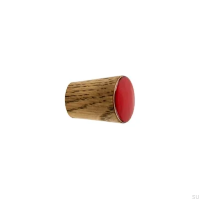Gałka meblowa Simple Cone Drewniana Emaliowana Czerwona Olej Przyciemniający