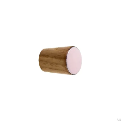 Gałka meblowa Simple Cone Drewniana Emaliowana Jasny Różowy Olej Bezbarwny Półmat