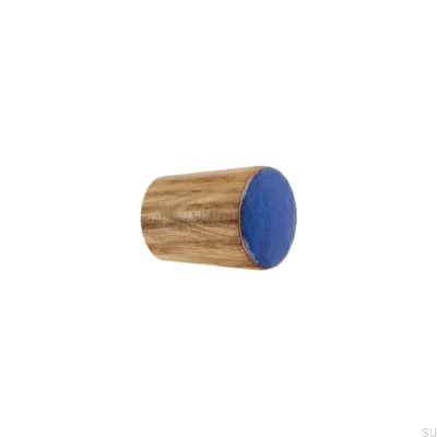 Gałka meblowa Simple Cone Drewniana Emaliowana Ciepły Niebieski Olej Przyciemniający