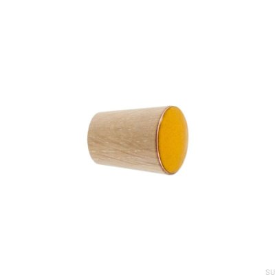 Gałka meblowa Simple Cone Drewniana Emaliowana Pomarańczowa Olej Biały