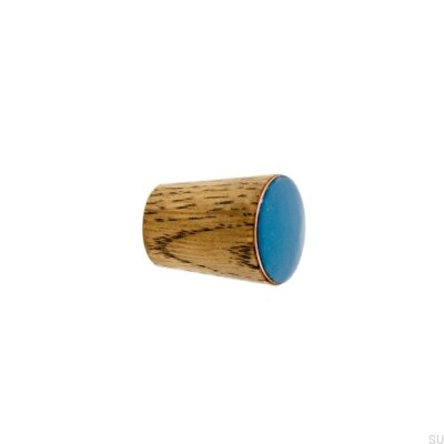 Gałka meblowa Simple Cone Drewniana Emaliowana Chłodny Niebieski Olej Przyciemniający