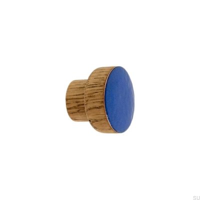 Gałka meblowa Simple Drewniana Emaliowana Chłodny Niebieski Olej Przyciemniający