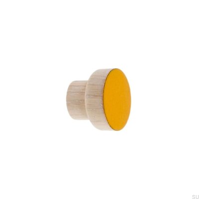 Gałka meblowa Simple Drewniana Emaliowana Pomarańczowa Olej Biały