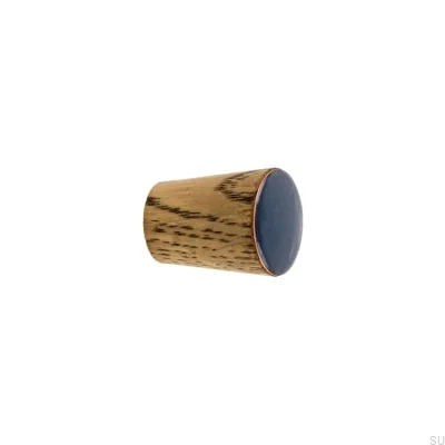 Gałka meblowa Simple Cone Drewniana Emaliowana Szaro-niebieska Olej Przyciemniający