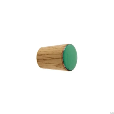 Gałka meblowa Simple Cone Drewniana Emaliowana Zielona Olej Bezbarwny Półmat