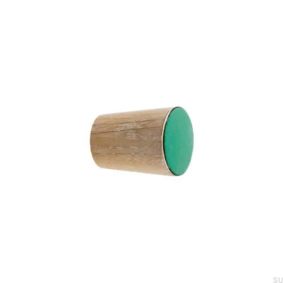 Gałka meblowa Simple Cone Drewniana Emaliowana Zielona Olej Biały
