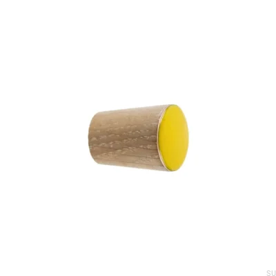 Gałka meblowa Simple Cone Drewniana Emaliowana Żółta Olej Biały