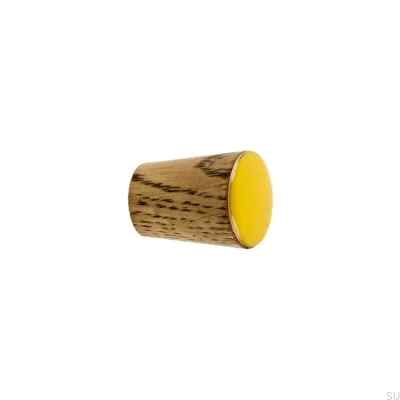 Gałka meblowa Simple Cone Drewniana Emaliowana Żółta Olej Przyciemniający
