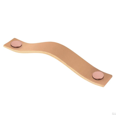 Elongated furniture handle 0156L Leather and Copper