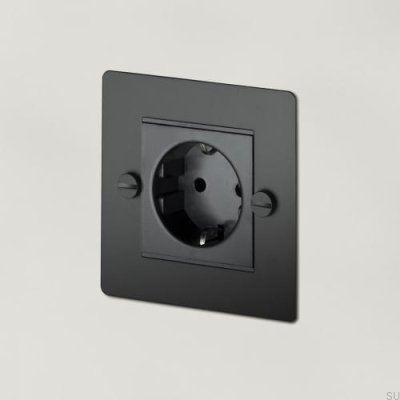 Single 1G Euro Socket - Black [C-Mg822] English standard