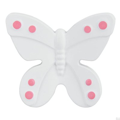 Furniture knob H143 Butterfly Plastic White