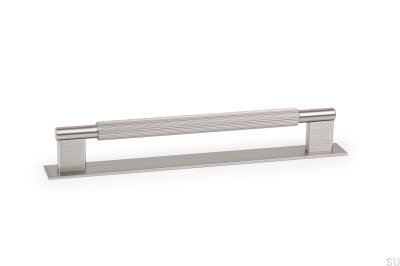 Uchwyt meblowy podłużny z podkładką Arpa Plate 192 Aluminiowy Srebrny Szczotkowany