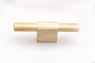 Furniture handle T-Bar Line 12 Gold Brass Brushed Unpainted