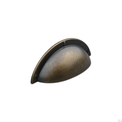 Prato 64 shell furniture handle, oxidized metal