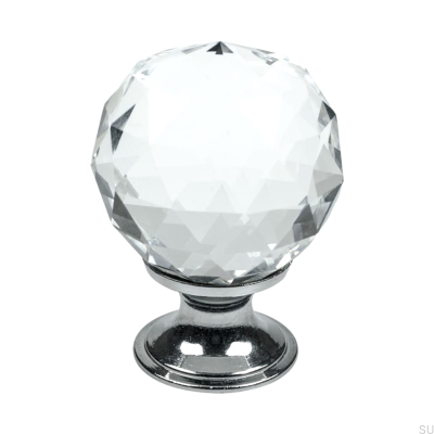 Diamond furniture knob Cut glass with a silver base